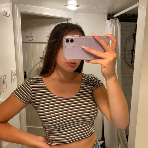 Garage striped crop tee shirt - Picture 2 of 4